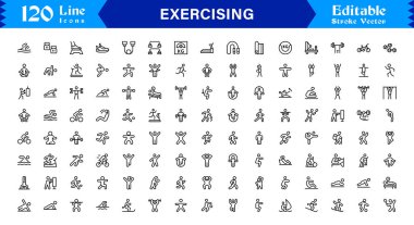 Fitness Egzersiz Hattı Simgesi Profesyonel, Modern, Minimum ve Piksel Mükemmel Vektör Resimleri 