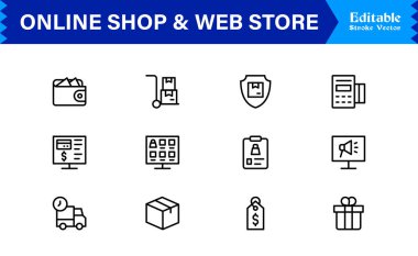 Etrade & Dijital Depolama Eğilimleri: Piksel Mükemmel Düzenlenebilir Vektörlerle Profesyonel Temiz Satır Simgesi Koleksiyonu
