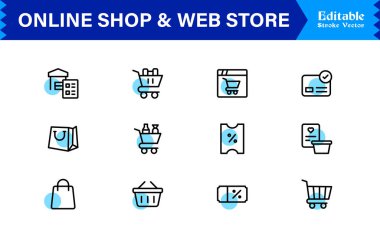 Etrade & Dijital Depolama Eğilimleri: Piksel Mükemmel Düzenlenebilir Vektörlerle Profesyonel Temiz Satır Simgesi Koleksiyonu