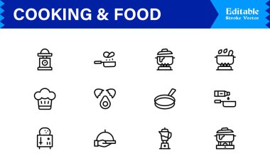 Yemek ve Gıda Hattı Simgesi Profesyonel Mutfak Sembolleri, Modern Restoran ve Market Hattı Simgesi