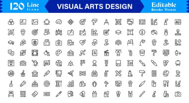 Profesyonel Görsel Sanatlar Tasarım Hattı Simgesi Paketi Yaratıcı Endüstri ve Sanatsal Sanatsal Projeler İçin Modern Minimalist Vektör Simgeleri Eşsiz Temiz Tasarımlı