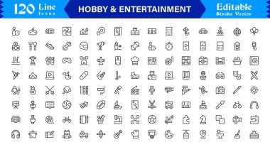 Hobi ve Eğlence Hattı Simgesi Modern Minimum Düzenlenebilir Piksel Mükemmel Simgeler Yaratıcı Projeler ve Dijital Kullanım