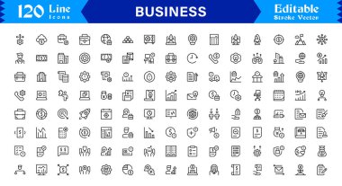 Modern Minimum Tasarımlı Profesyonel İş Hattı Simgesi Paketi Düzenlenebilir Mükemmel Vektör Simgeleri Şirket ve Ofis Kavramları için İdeal
