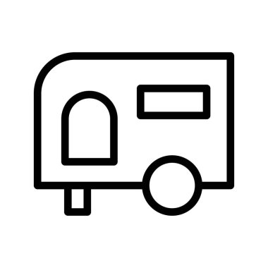 Seyahat, kamp ve mobil ev macera tasarımı projesi için çok yönlü karavan simgesi seti