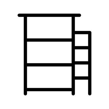 Yapım, tırmanma ve güvenlik tasarımı için minimal Siluet Merdiven simgesi seti