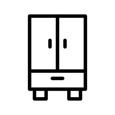 Ev depolama, gardırop organizasyonu ve mobilya tasarımı için klasik Ahşap Almirah simgesi