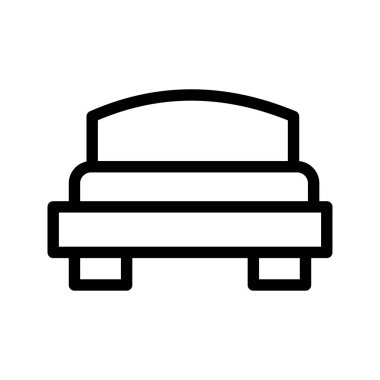 Yatak odası mobilyaları, uyku ve ev dekorasyonu için konforlu yatak simgesi