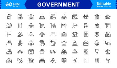 Hükümet, Siyaset, Demokrasi Hattı Simgesi Modern Sivil Projeler İçin Minimum Vektör Sembollerini Ayarladı