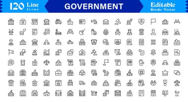 Hükümet, Siyaset, Demokrasi Hattı Simgesi Modern Sivil Projeler İçin Minimum Vektör Sembollerini Ayarladı