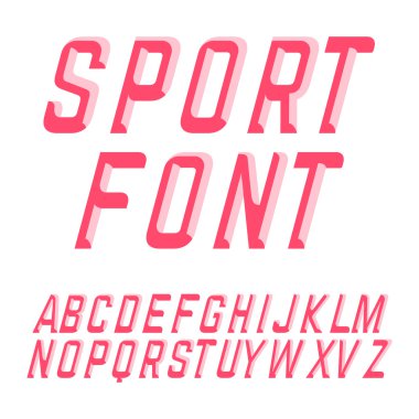 Beveled sport style font. Vector illustration typeface.