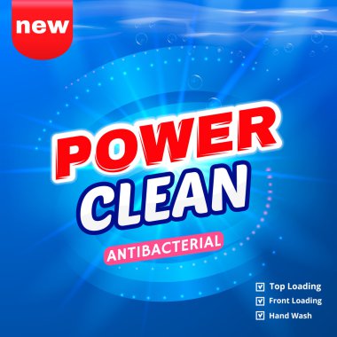 Detergent packaging vector template design. Power foam bathroom cleaner.