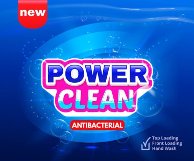 Detergent packaging vector template design. Power foam bathroom cleaner. 