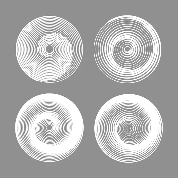 Conjunto de elementos de movimiento en espiral, objetos blancos aislados. Ilustración vectorial . — Vector de stock