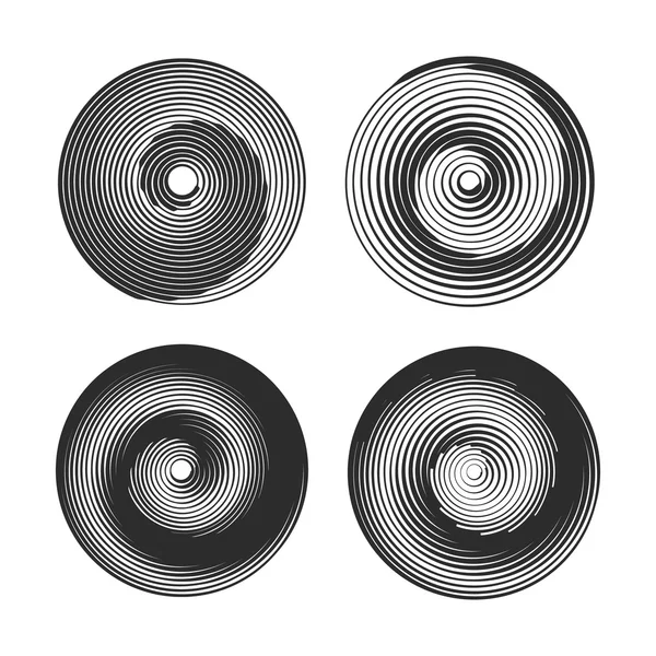 Satz spiralförmiger Bewegungselemente, weiße isolierte Objekte. Vektorillustration. — Stockvektor