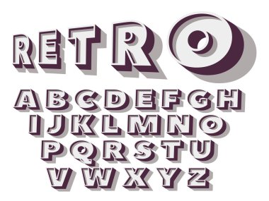 Vintage tipografi Retro type yazı tipi. Vektör çizim.