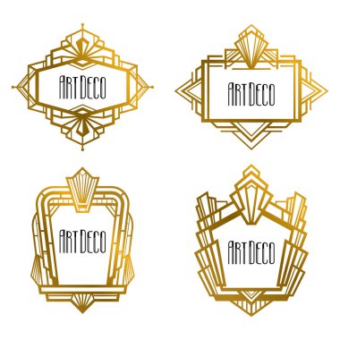 Lüks sanat deco çerçeveleri beyaz üzerine izole.