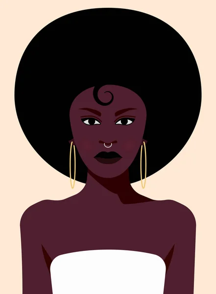 Stylish portrait of young black female — Stock Vector