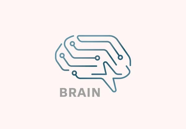 Creative line digital brain logo. — 스톡 벡터