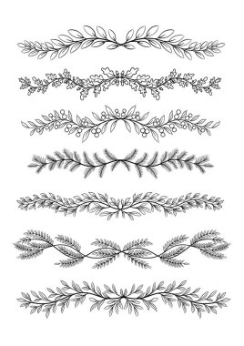set of floral hand floral design elements doodle, vector design element