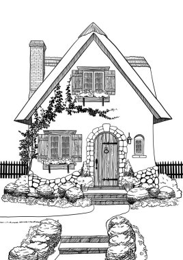 yazlık ev vektör el çizimi illüstrasyon