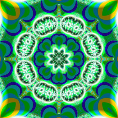 Yeşil ve mavi çiçek etkisi fraktal