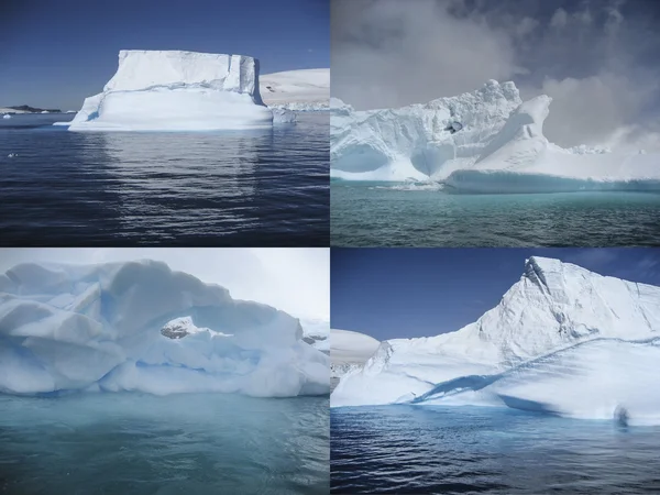 Colagem de belos icebergs antárticos — Fotografia de Stock