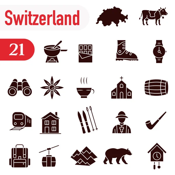 İsviçre gelenekleri, kültürü ve sembolleri hakkında simgeler. İsviçre hakkında bir dizi sağlam ikon. EPS 10.