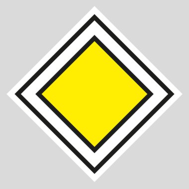 Yol tabelası, siyah kenarlı sarı elmas. Yol diyagramlarında kullanılabilir. EPS 10.