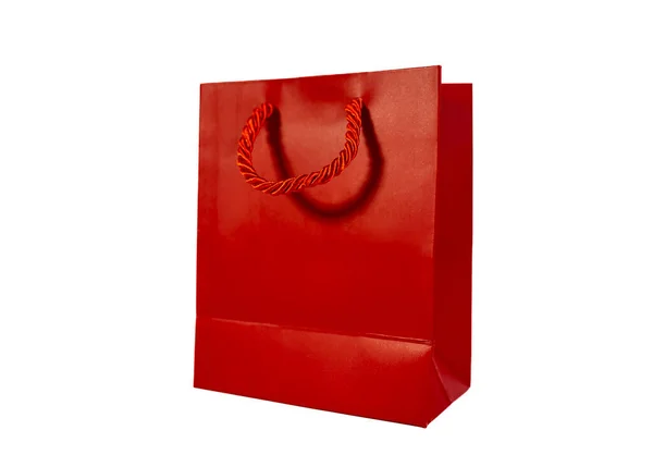 Perakende veya hediyeler için şık kırmızı kağıt çanta, reklam, tatil ve satış tasarımı için uygun minimum kompozisyon. 