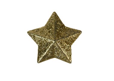 Parlak altın Noel yıldızı süslemesi, kutlamaların sembolü, sevinç ve şenlik sezonu, minimalist tatil geçmişi.