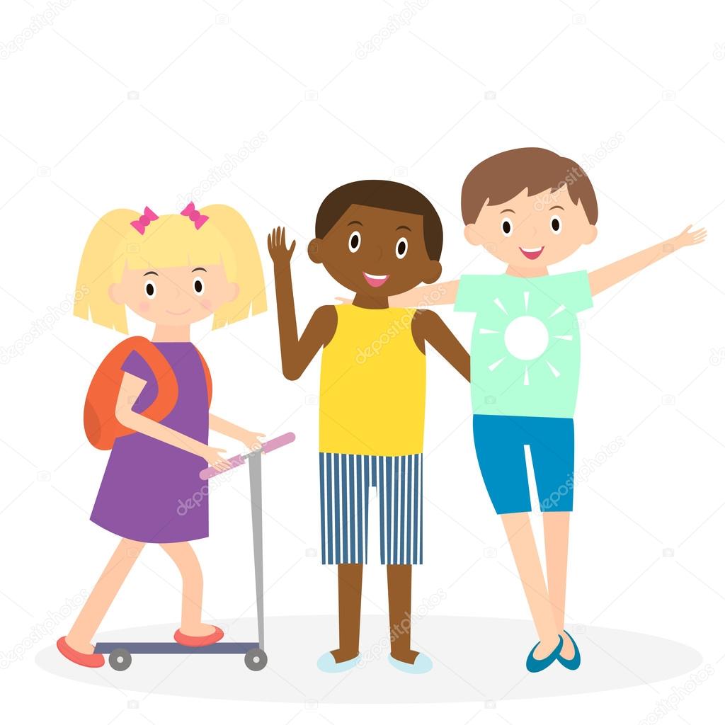 Children friends. Three friends leisure time together. Kids isolated. Vector illustration Stock Vector Image by ©friendlyvector #112934696 Children friends. Three friends leisure time together. Kids isolated. Vector illustration Stock Vector Image by ©friendlyvector #112934696