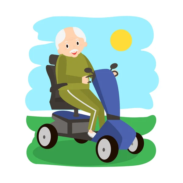 Komuta sizde bir hareketlilik Scooter üzerinde. Yaşlı insanlar scooter üzerinde hareket. Yaşlı taşıma