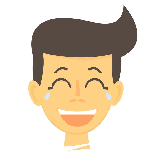 Cartoon jongen lachen. Gelukkige jongen gezicht pictogram. Lachen jongen geïsoleerd. Vectorillustratie. — Stockvector