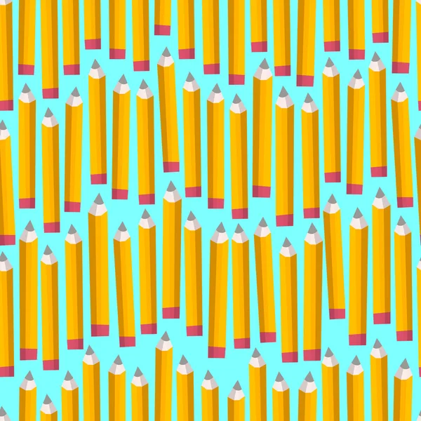 Seamless mönster med blå pennor på vit bakgrund. Tillbaka till skolan textur med komiska pennor. Vektor Illustration. — Stock vektor