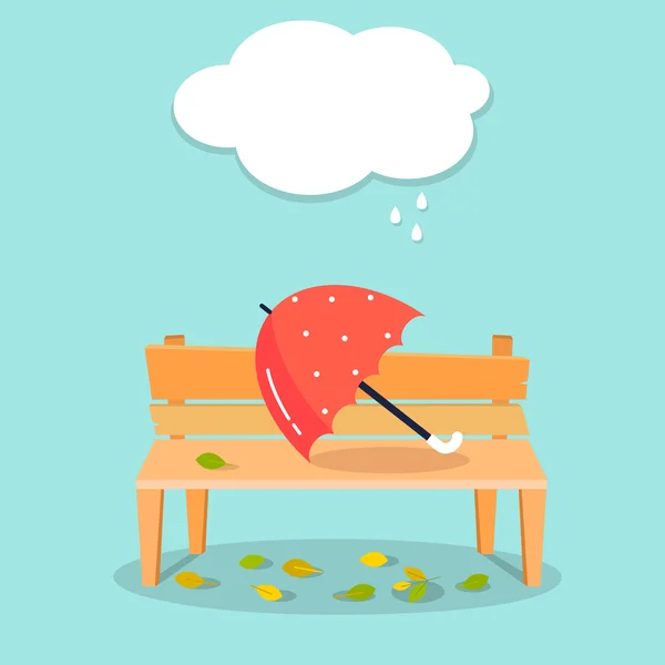 Autumn illustration. Umbrella on bench. Autumn background. — Stock Photo, Image