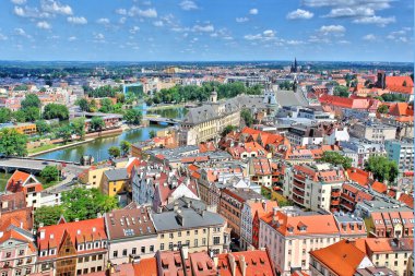 Polonya Katedral Kulesi 'nden Wrocaw Panoraması                               