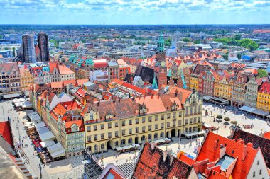 Polonya Katedral Kulesi 'nden Wrocaw Panoraması                               
