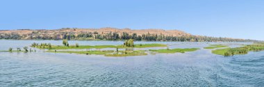 Güney Mısır 'daki Nil Nehri kıyılarının Panoraması