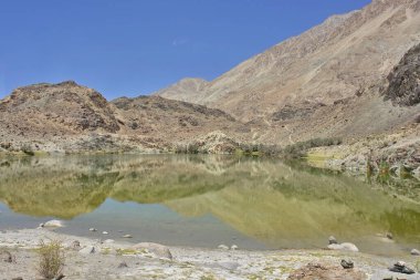 Nubra ya da Dumra Vadisi, kutsal Yarab-Tso Gölü ile. Ladakh Vadisi 'nin kuzeydoğusunda yer alan üç kollu bir vadi.