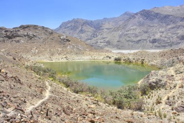 Nubra ya da Dumra Vadisi, kutsal Yarab-Tso Gölü ile. Ladakh Vadisi 'nin kuzeydoğusunda yer alan üç kollu bir vadi.
