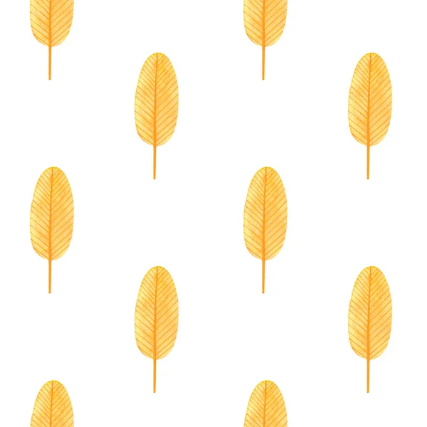 Симпатичный Бесцветный Узор Желтого Дерева Акварель Нарисованная Вручную Красный Оранжевый — стоковое фото