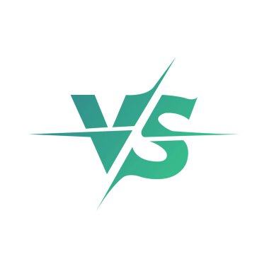 Green versus logo shows dynamic competition with lightning bolt, signifying a match between two rivals on a clean white background.