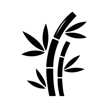 Black bamboo stalks with leaves against a white background are presented in a simple manner in this minimalistic monochromatic presentation.