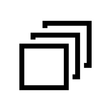 Three stacked square outlines are presented in black against a white background, suggesting layers, documents, or sequential arrangement with minimalist simplicity.