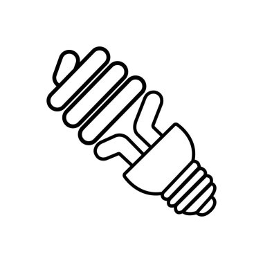 Siyah çizim enerji tasarruflu bir floresan ampulü olduğunu gösteriyor. Bu bir tür ışıklandırma. Ampul beyaz bir arka plana yerleştirilir..