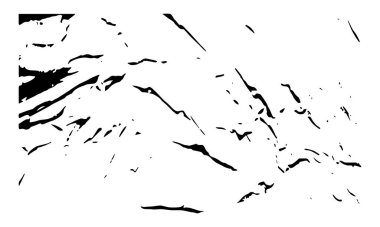 Siyah grunge doku efekti beyaz arka planda dramatik ve cesur bir soyut model oluşturur.