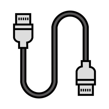 Gri usb bağlantı kablosu havada kıvrımlı, beyaz zemine karşı basit ve aerodinamik görünüyor, tasarımı ve işlevselliğini gösteriyor.