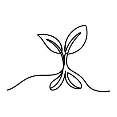 Basit bir çizgi bitki büyümeyi gösterir. Bu sanat eseri, beyaz bir arka plana karşı, doğadaki büyümeyi ve basitliği sembolize eden, tek, sürekli, cesur bir çizgidir..