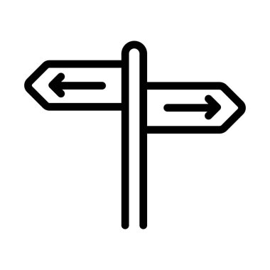 Siyah yön işareti hem sağ hem de sol arkaplanı gösteren okları gösteriyor. Bu işaret bir kavşaktaki seçenekleri gösterir.