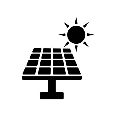 Görüntü, beyaz arka plana karşı temiz enerji kavramında elektrik üretmek için güneş ışığı alan siyah bir güneş panelini gösteriyor..